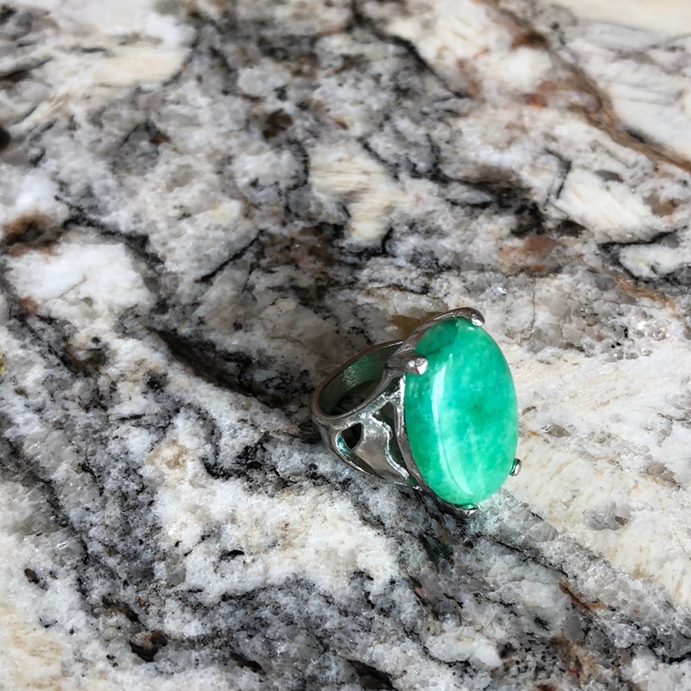 Green Stone and Silver Ring